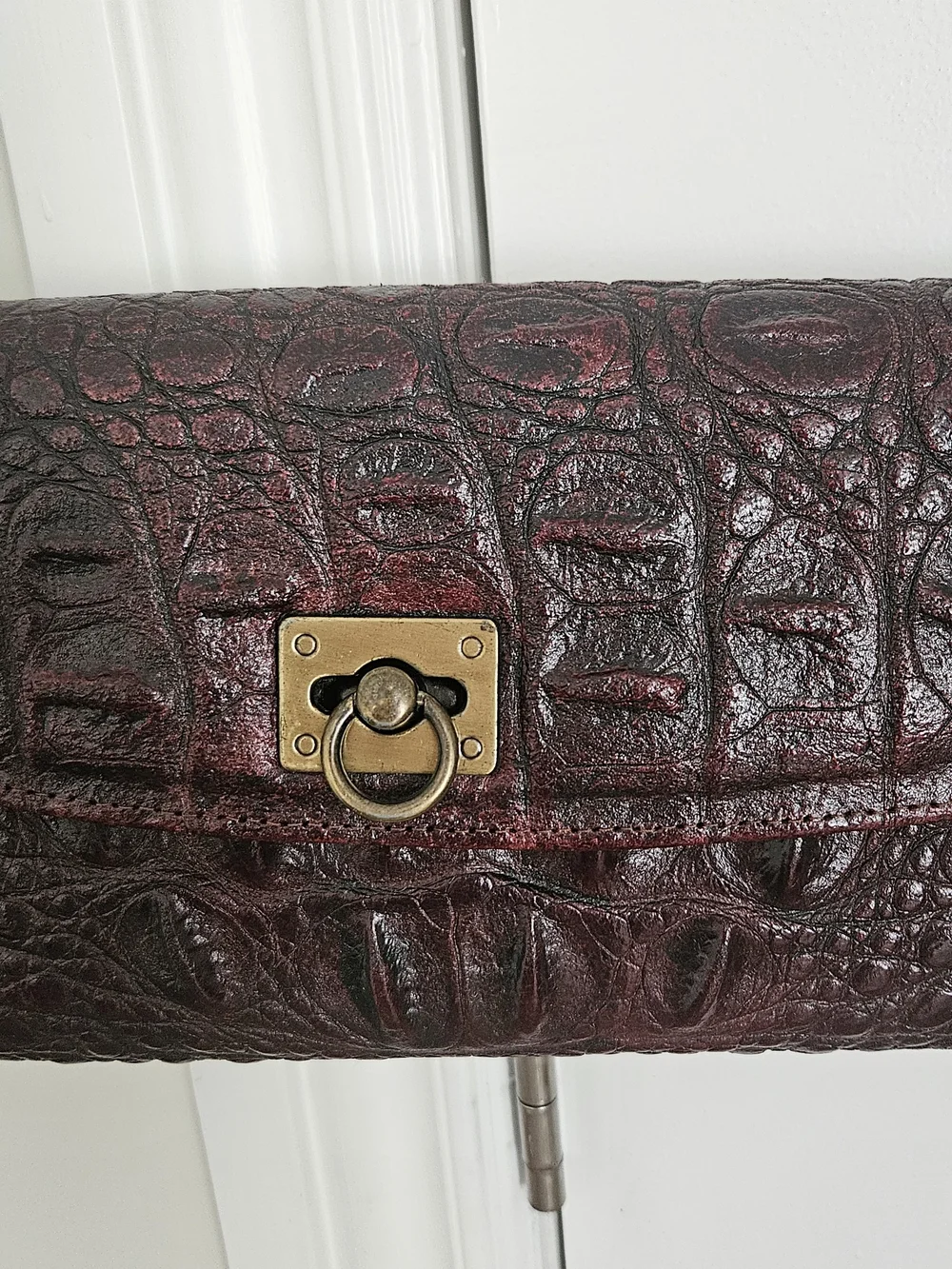 Exotic Dark Brown Crocodile Leather Crossbody Bag 11